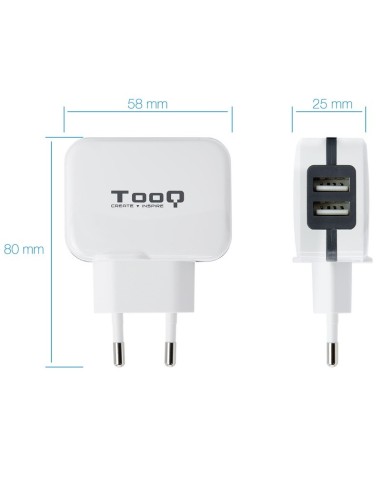 CARGADOR  5V ENCHUFE 2 X TOOQ  17W BLANCO PN:...