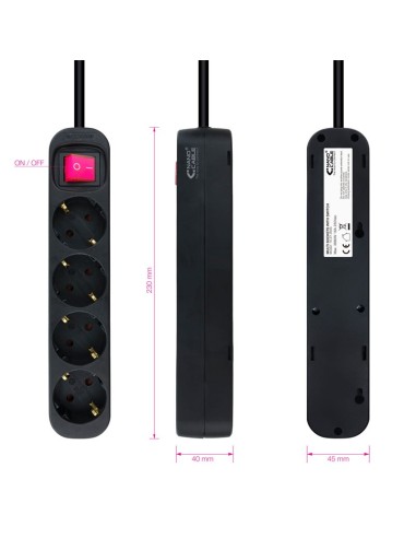 REGLETA 4 TOMAS NANO CABLE CON 1.4M PROTECCION,...