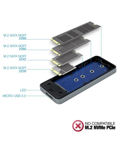CAJA M.2      USB 3.1 TOOQ     NGFF GRIS PN:...