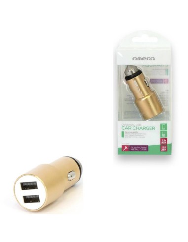 CARGADOR  5V COCHE 2 X USB OME GA METAL DORADO...
