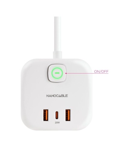 REGLETA 3 TOMAS NANO CABLE 2   USB, 1 USB TYPE...