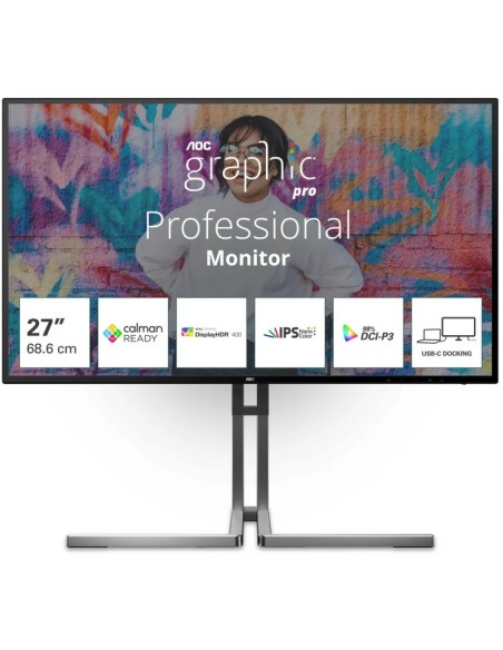 MONITOR   27" AOC U27U3CV LED  IPS ULTRAHD 4K DELTA E HDR400 PN: U27U3CV EAN: 1000000001634   